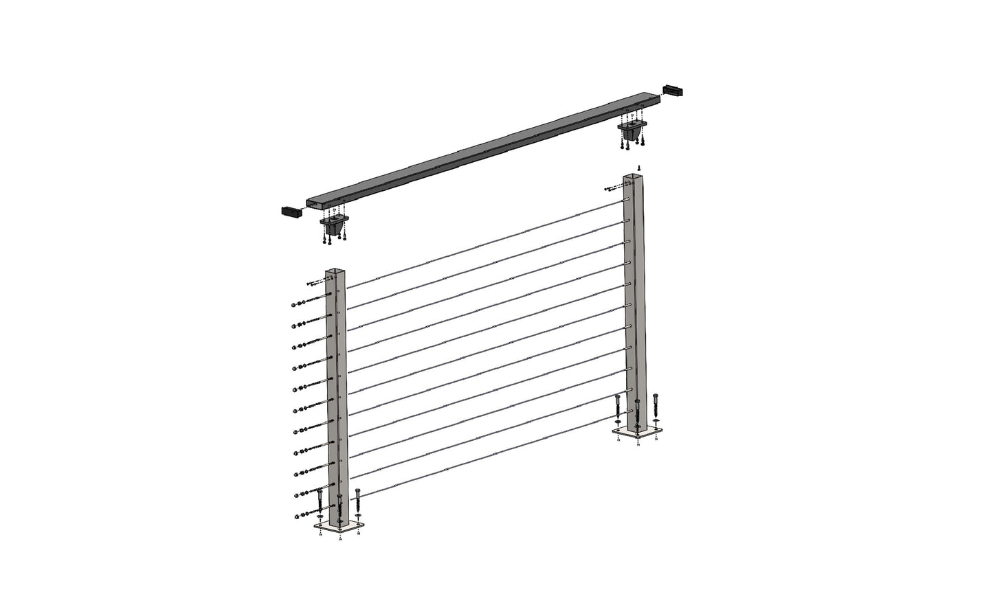 4 ft. Deck Cable Railing, 42 in. Base Mount, Black , Stainless