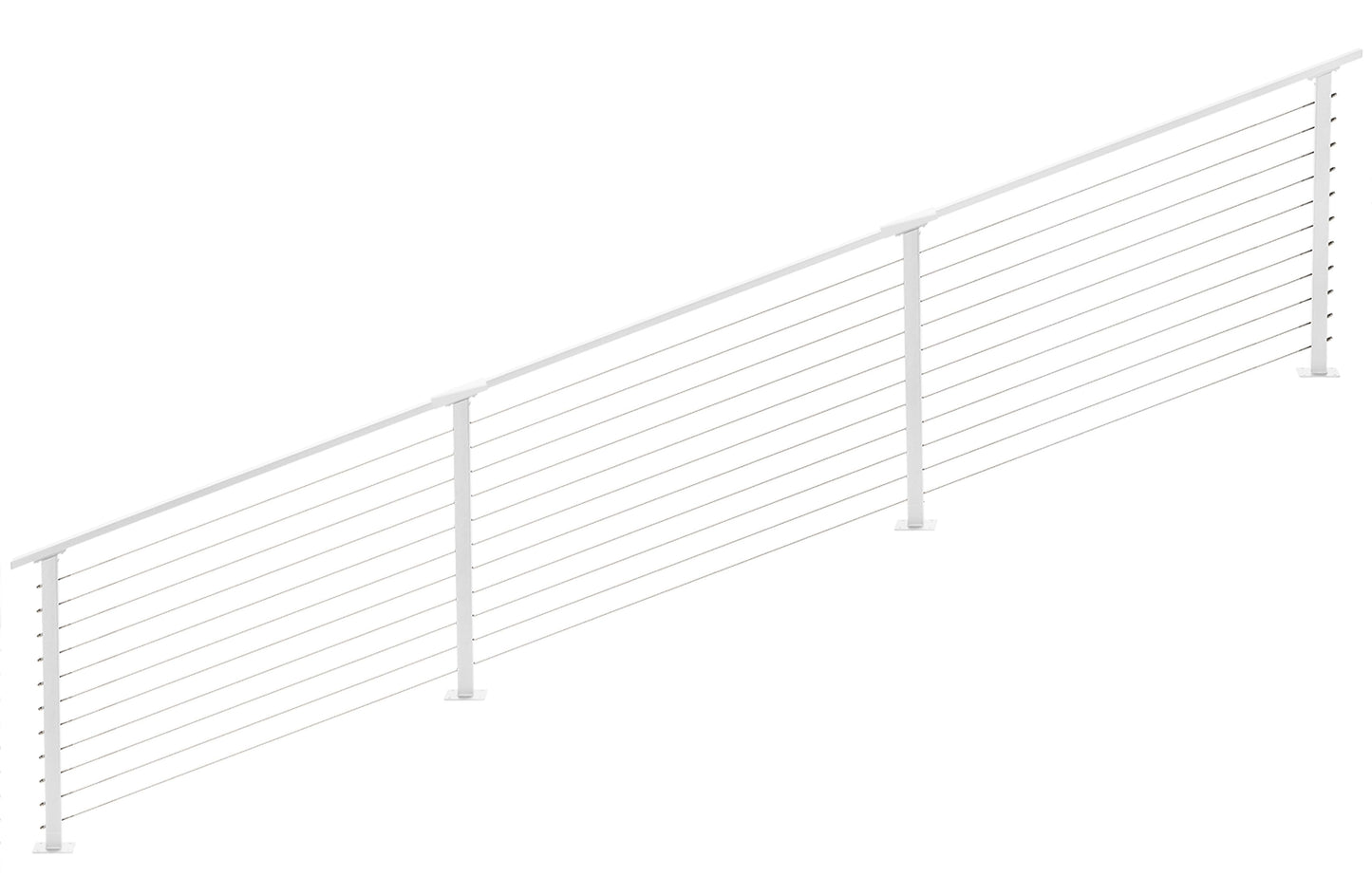 18 ft. Stair Cable Railing, 36 in. Base Mount in White , Stainless