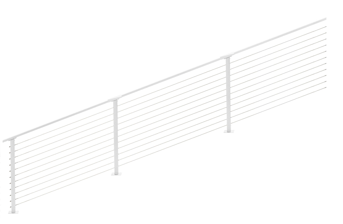 19 ft. Stair Cable Railing, 36 in. Base Mount in White
