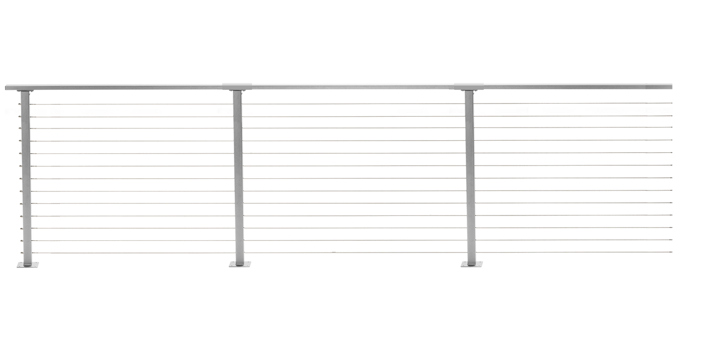 44 ft. x 42 in. Grey Deck Cable Railing, Base Mount
