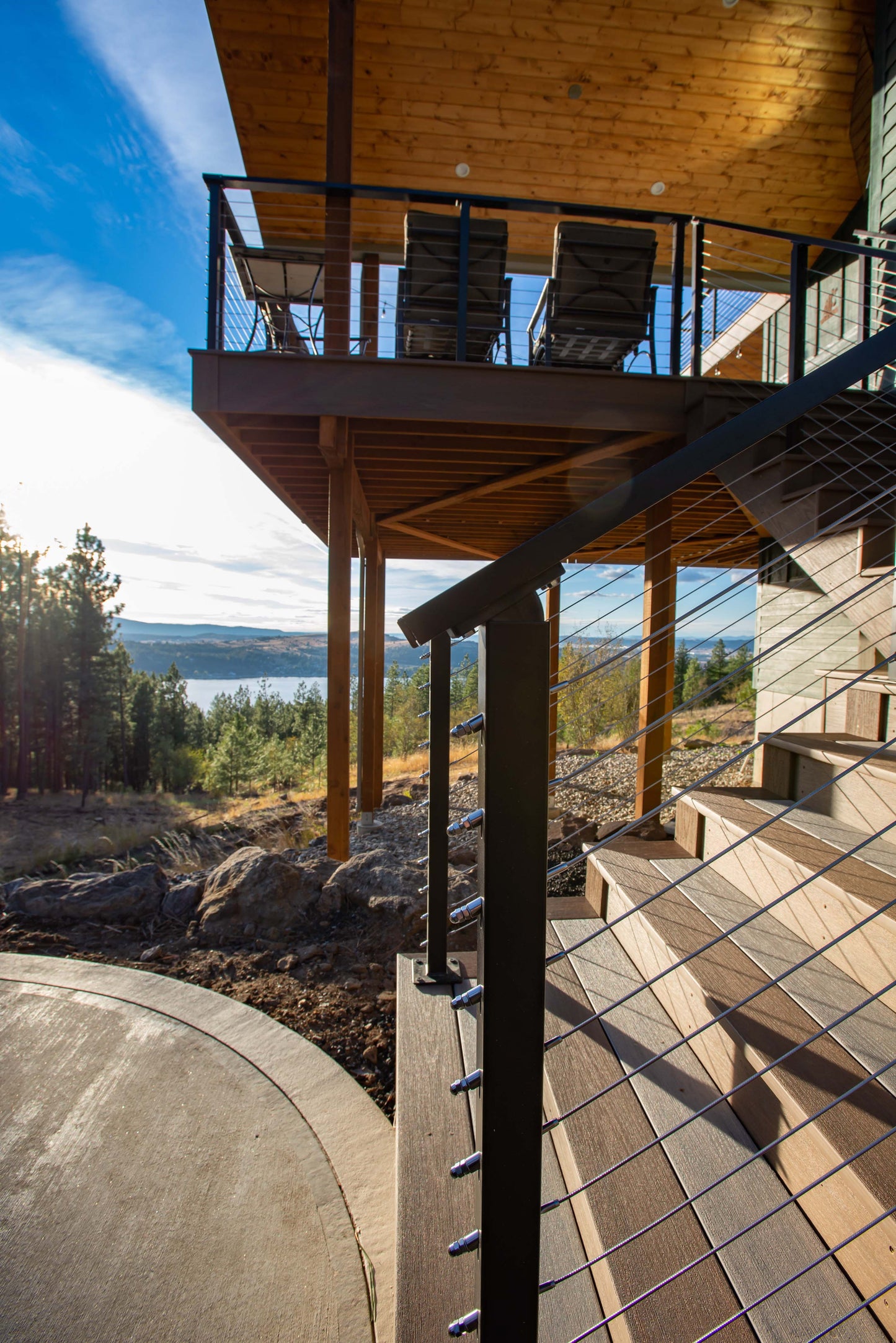 5 ft Stair Cable Railing: 42in Face Mount: Black