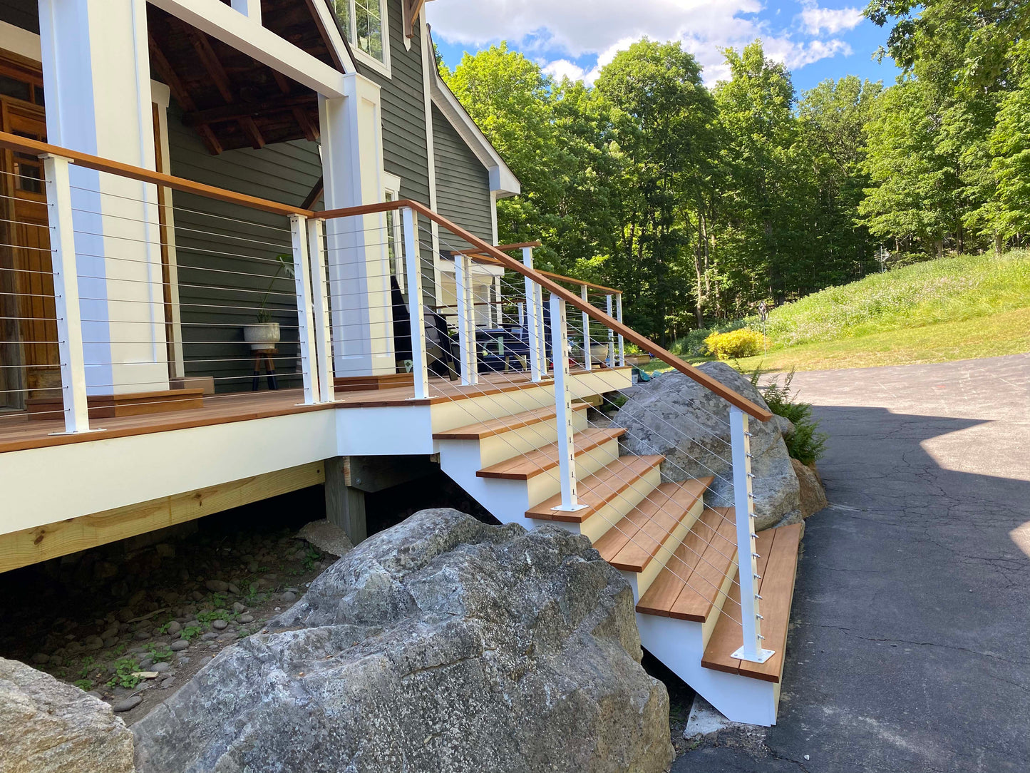 5 ft. Stair Cable Railing, 36 in. Face Mount, White , Stainless