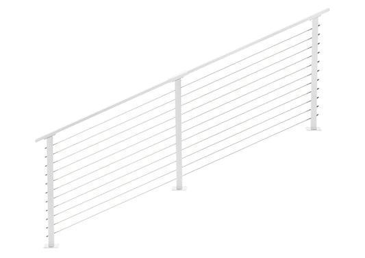 10 ft. Stair Cable Railing, 36 in. Base Mount in White