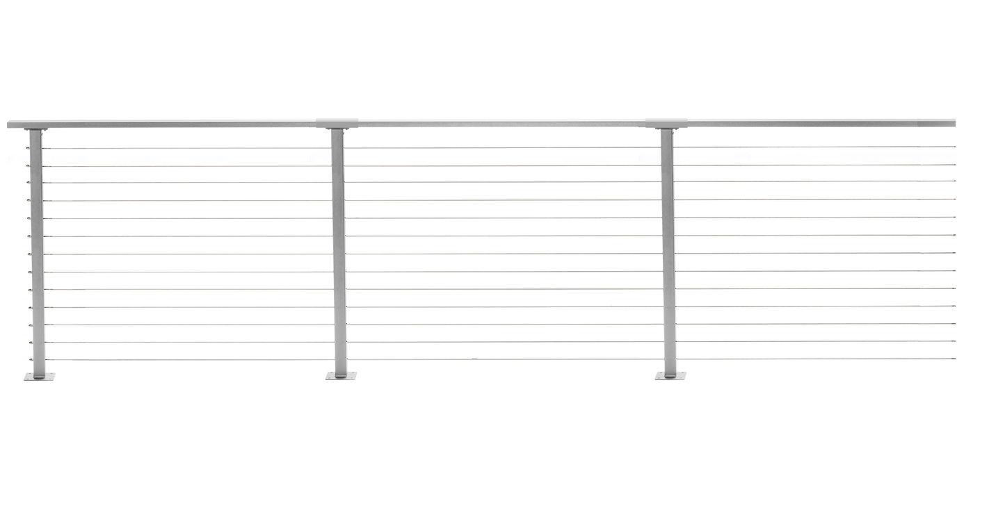 47 ft. x 42 in. Grey Deck Cable Railing, Base Mount