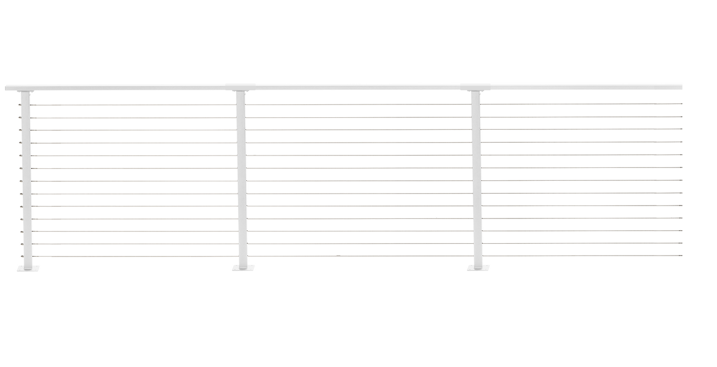 31 ft. x 42 in. White Deck Cable Railing, Base Mount