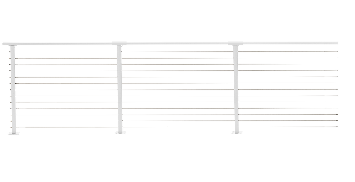 21 ft. Deck Cable Railing, 42 in. Base Mount, White , Stainless