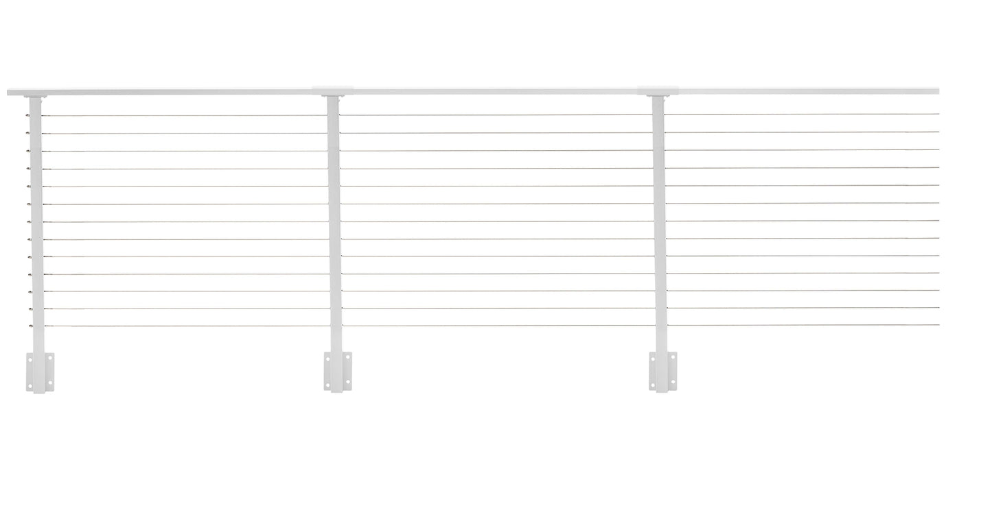 22 ft. x 42 in. White Deck Cable Railing, Face Mount