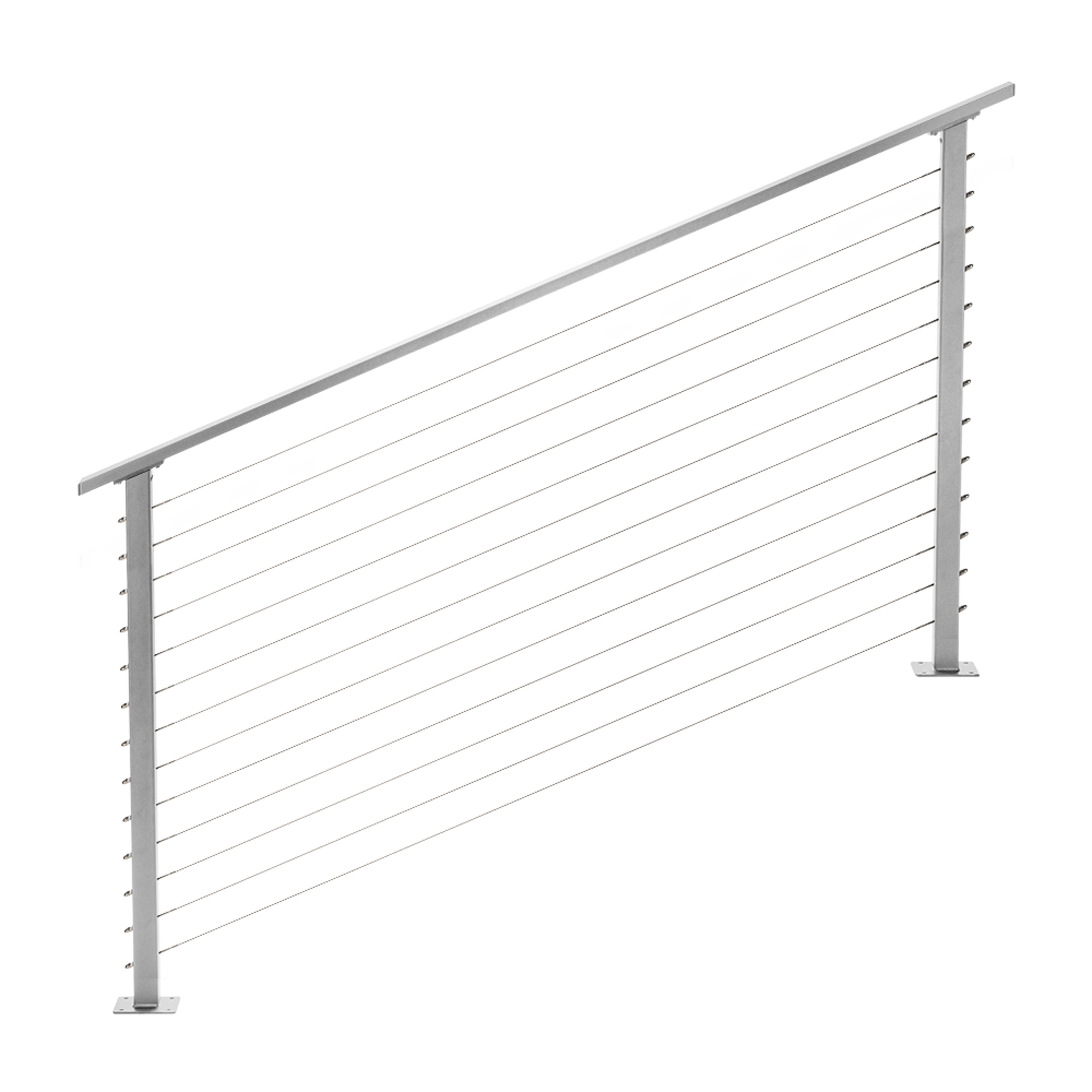 4 ft. Stair Cable Railing, 42 in. Base Mount, Grey , Stainless ...