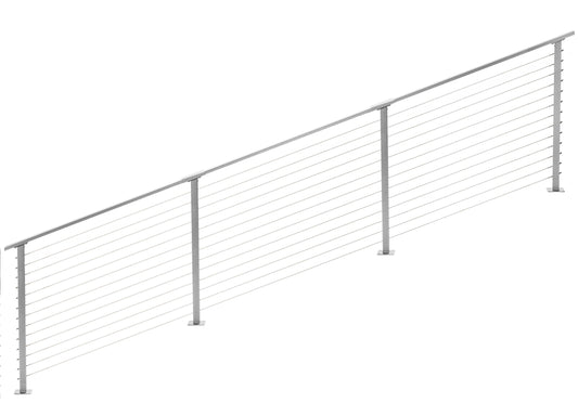 15 ft. Stair Cable Railing, 42 in. Base Mount, Grey , Stainless