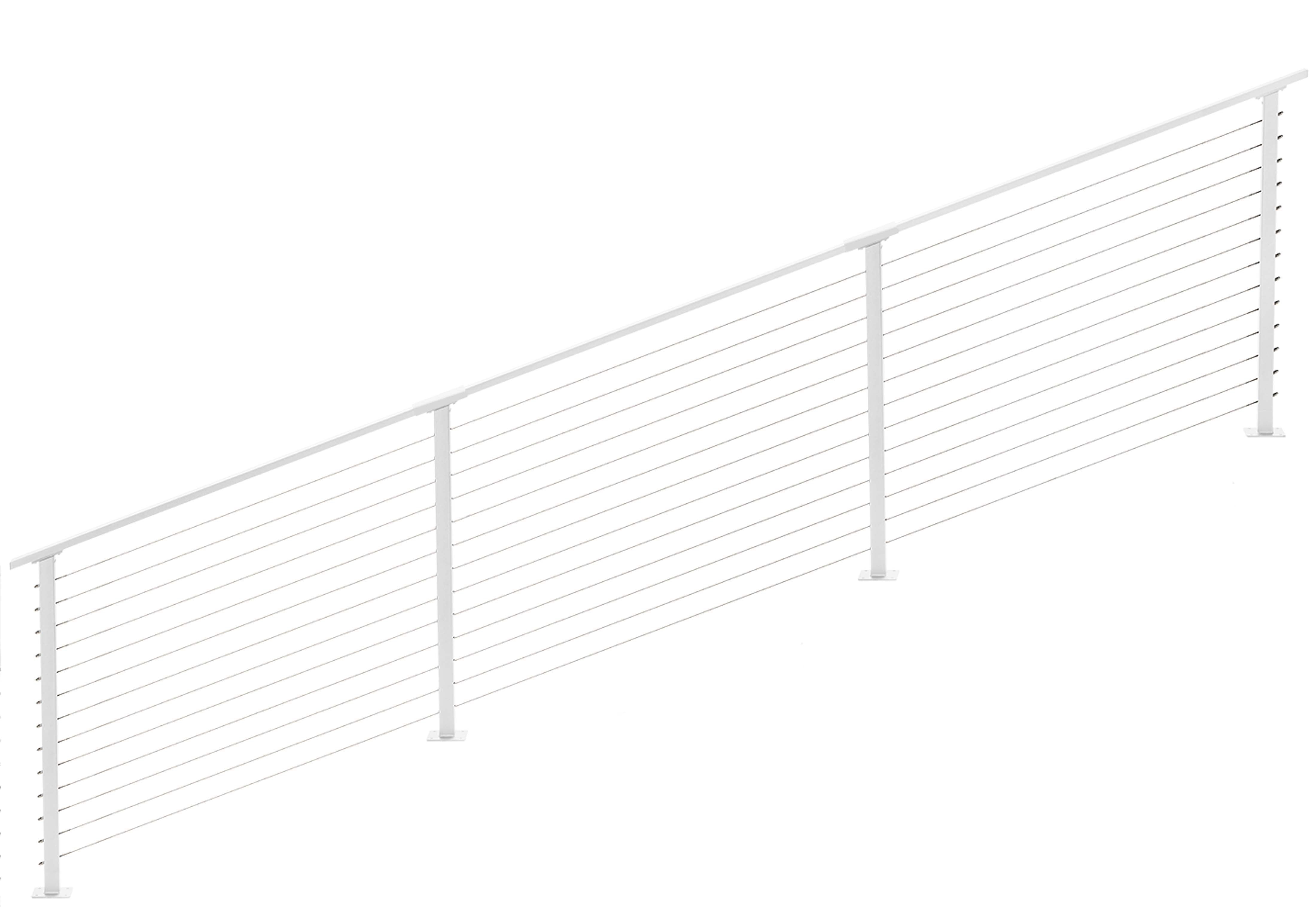 15 ft. Stair Cable Railing, 42 in. Base Mount, White – lonewolfcarts
