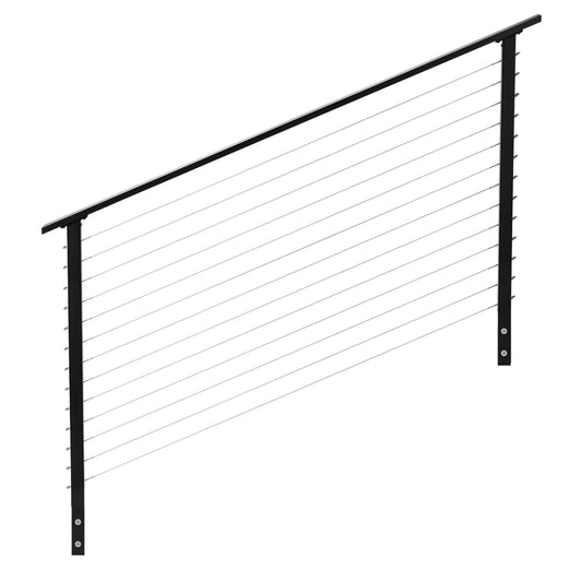 5 ft Stair Cable Railing: 42in Face Mount: Black , Stainless