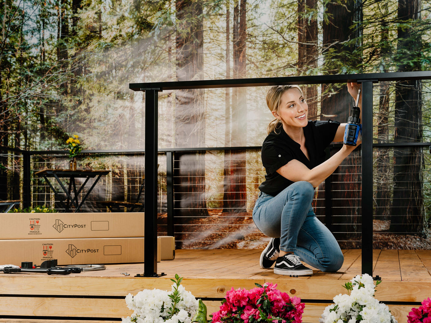 12 ft. Black Deck Cable Railing