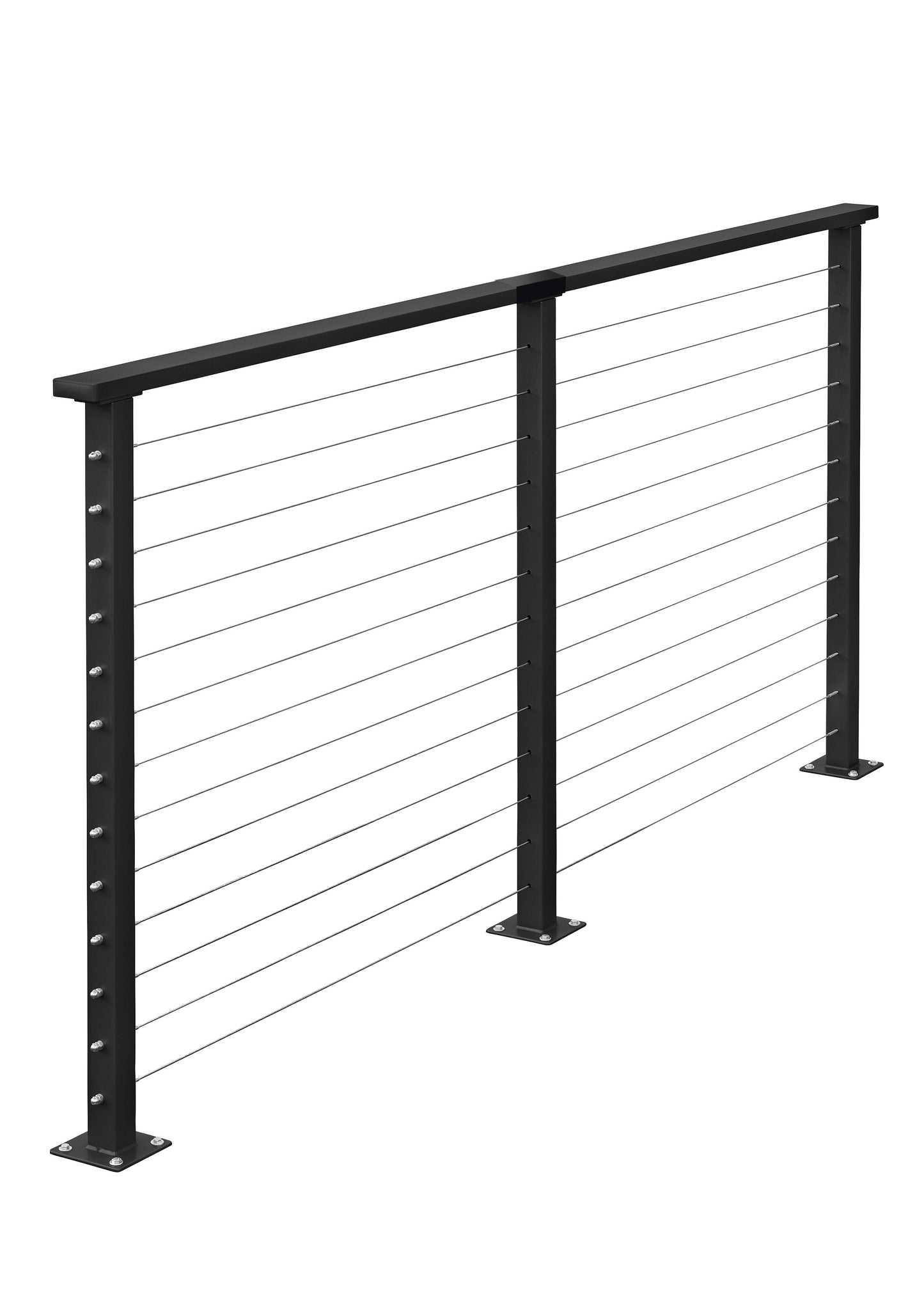 12 ft. Deck Cable Railing, 42 in. Base Mount, Black , Stainless