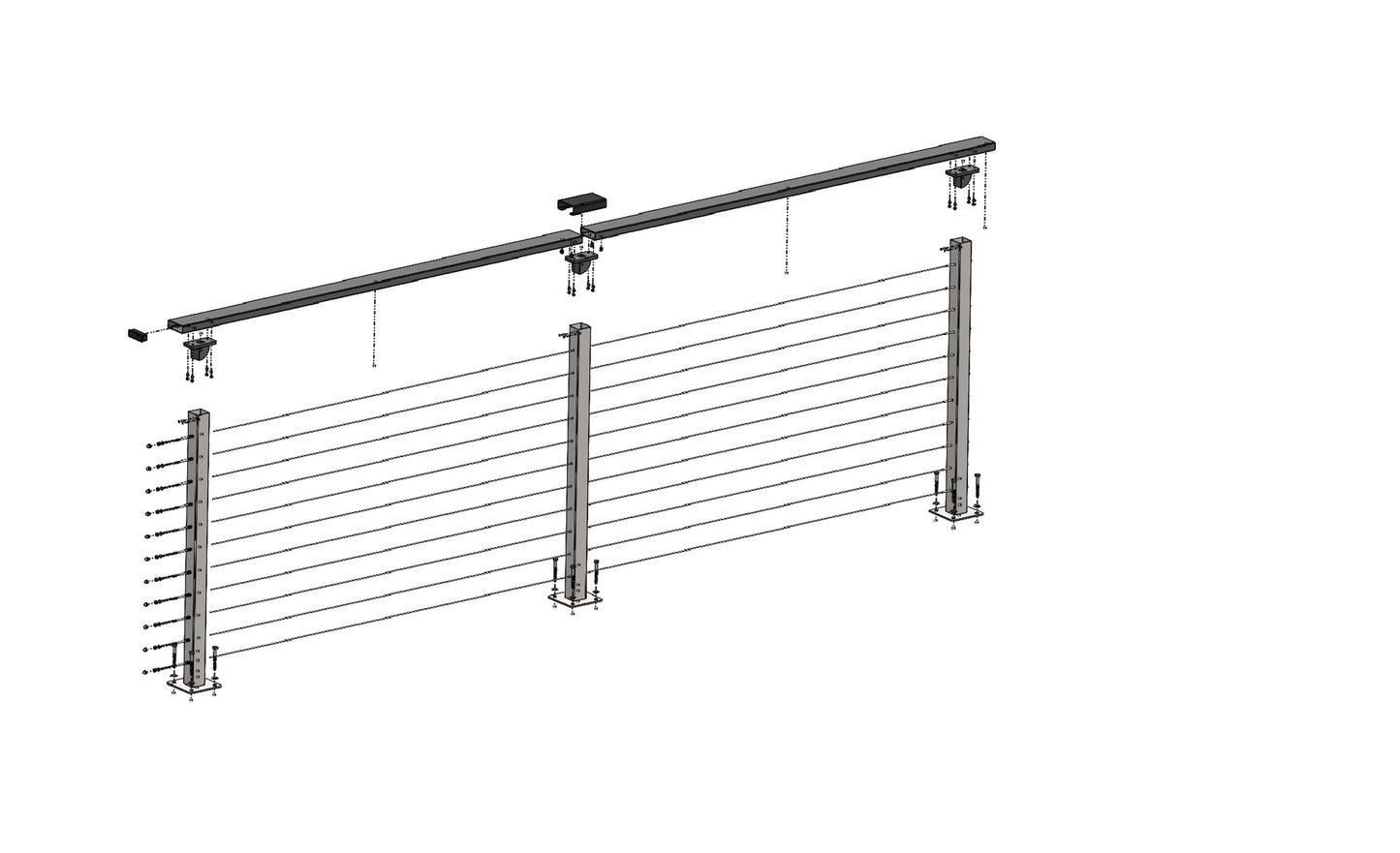 7 ft. Deck Cable Railing, 36 in. Base Mount in Bronze