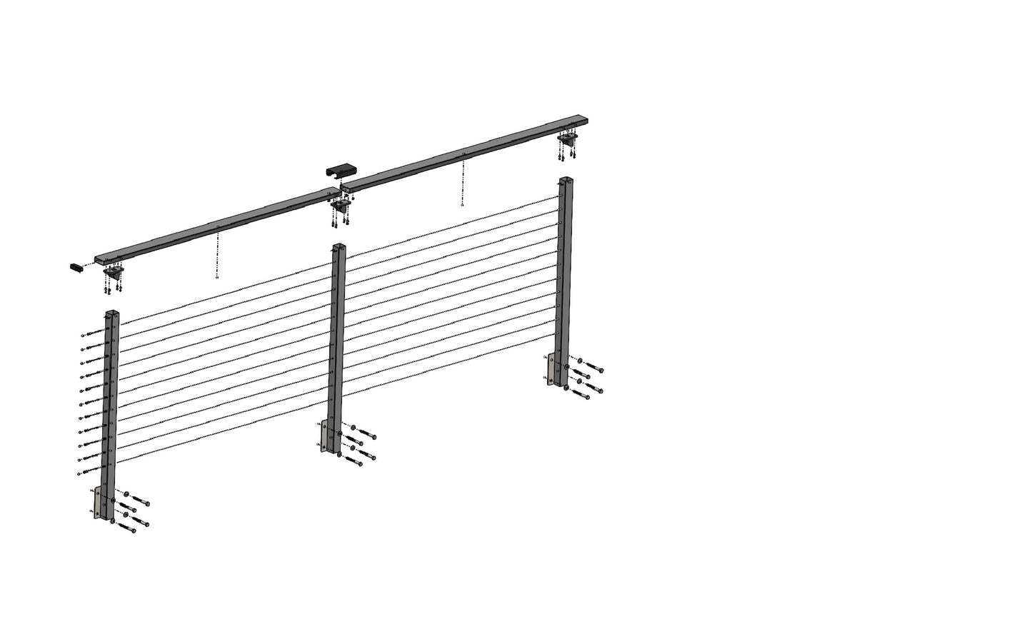 9 ft. Deck Cable Railing, 42 in. Face Mount, Grey