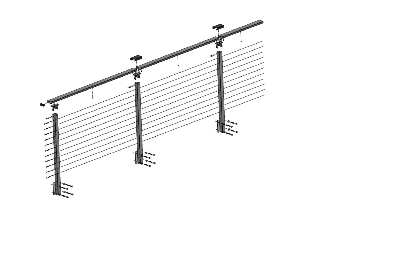 37 ft. x 42 in. Grey Deck Cable Railing, Face Mount