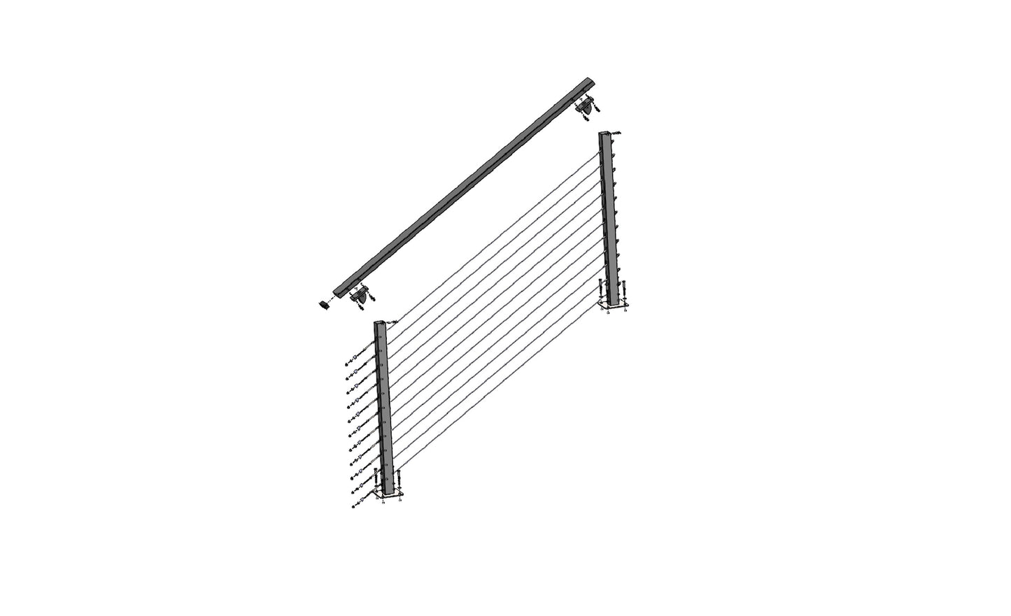 6 ft. Stair Cable Railing, 36 in. Base Mount in White