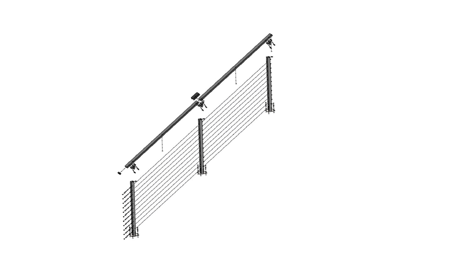 9 ft. Stair Cable Railing, 42 in. Base Mount, Grey