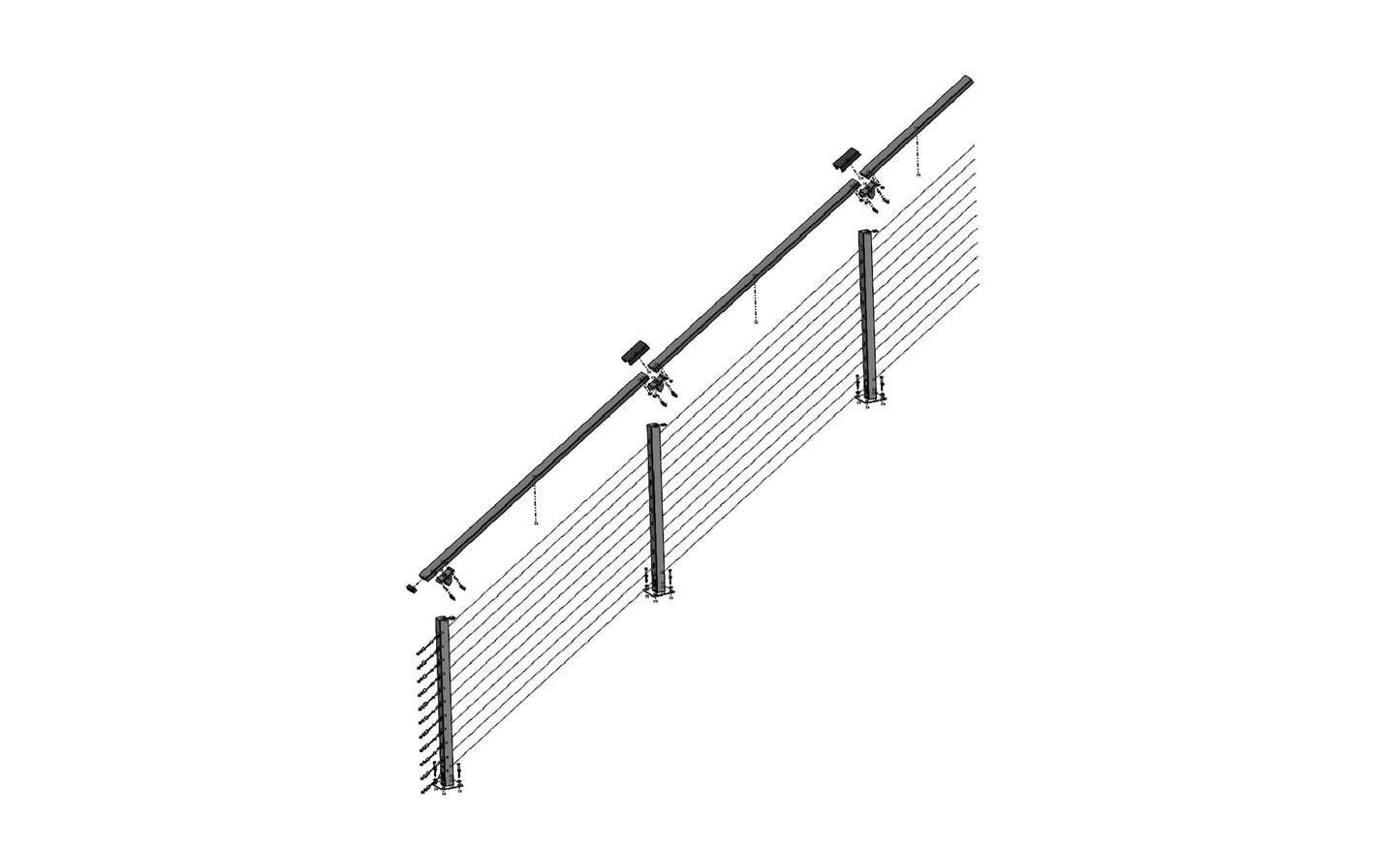 20 ft. Stair Cable Railing, 42 in. Base Mount, White