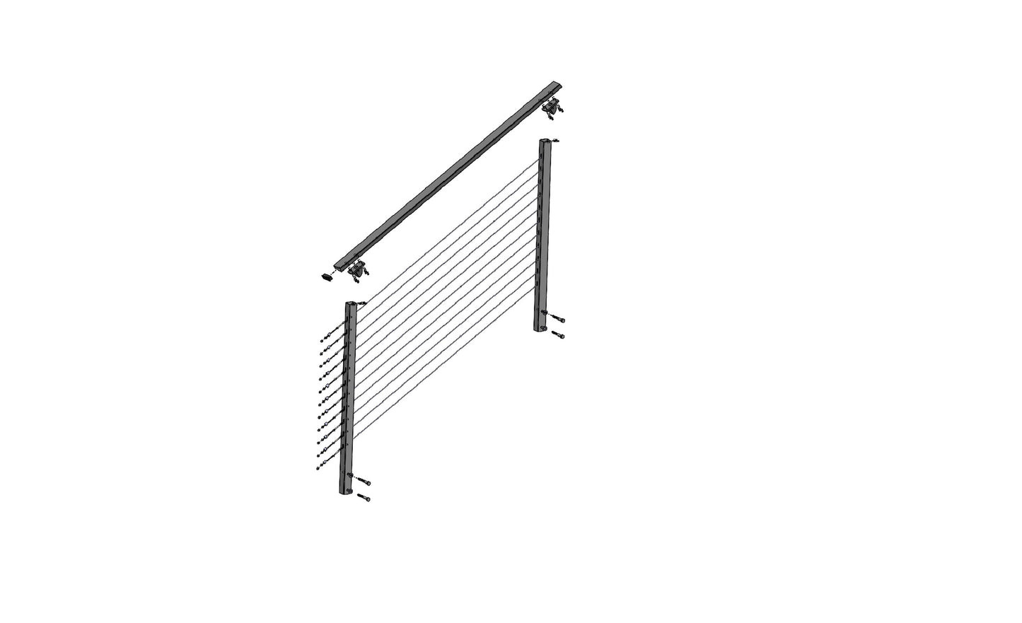 4 ft Stair Cable Railing: 42in Face Mount: Black