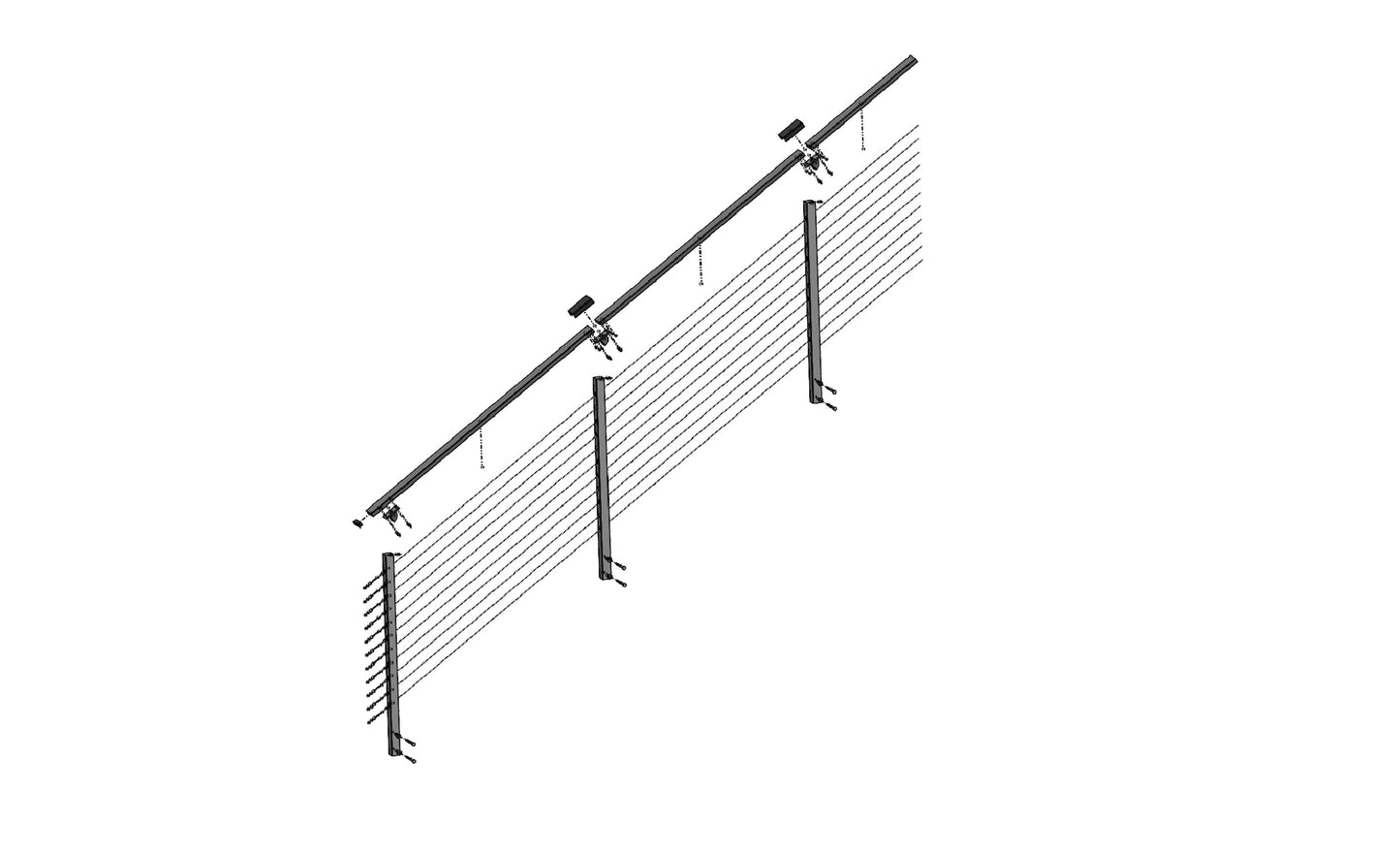 24 ft. x 36 in. Black Stair Cable Railing, Face Mount , Stainless